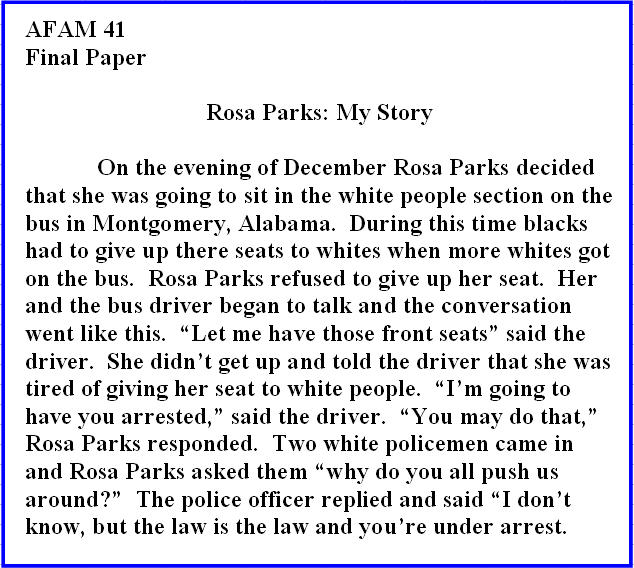 Hot Essays: Essay on Rosa Parks