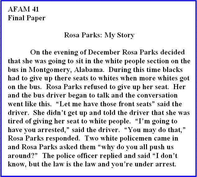 Why was rosa parks inspiration essay